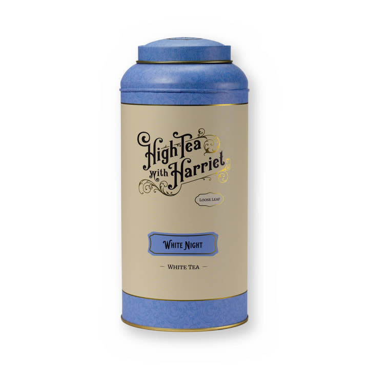 White Night mirabelle fruit white tea, large tin, front