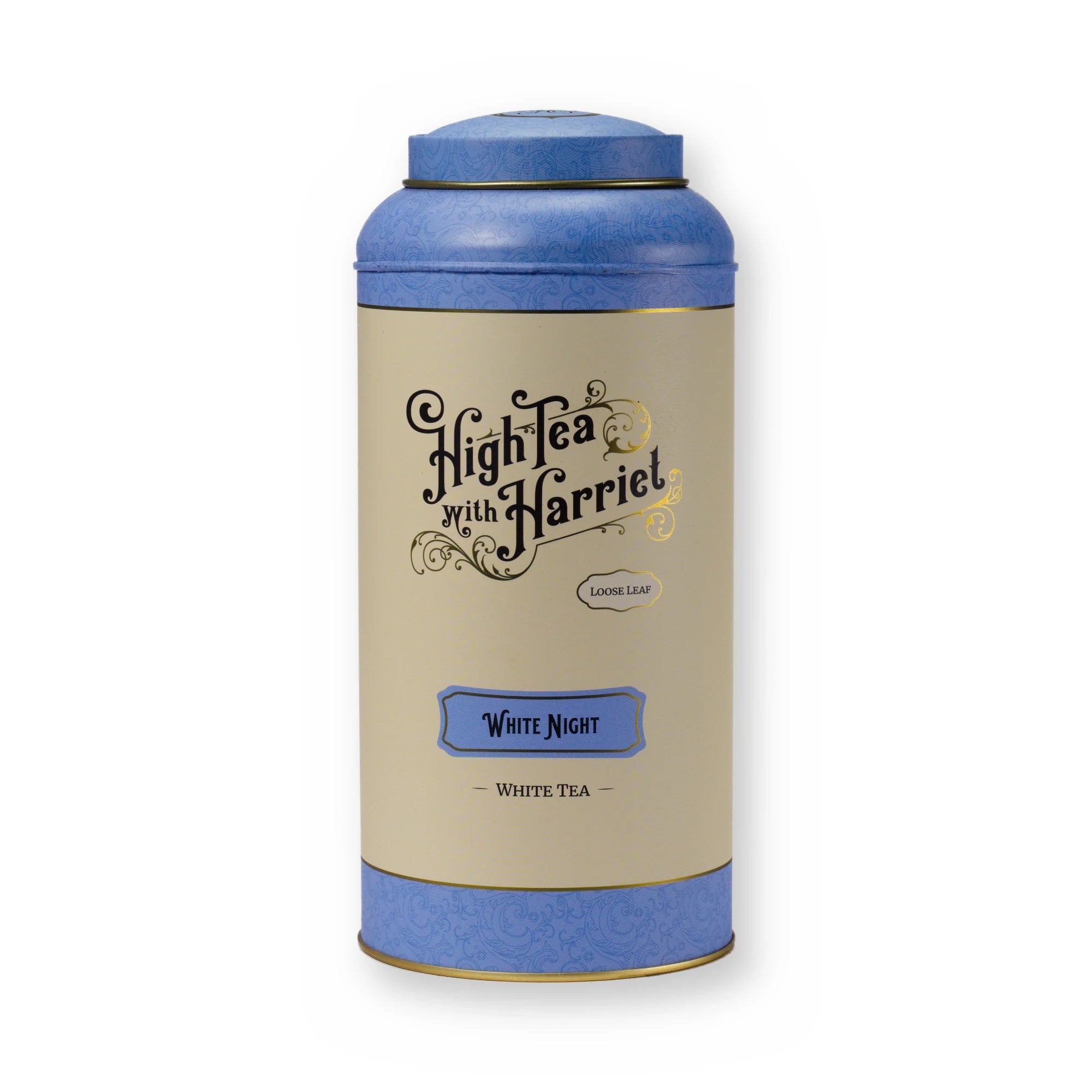 White Night mirabelle fruit white tea, large tin, front