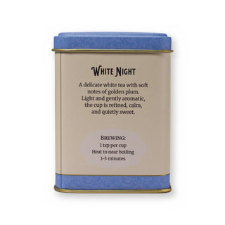 White Night mirabelle fruit white tea, small tin, back