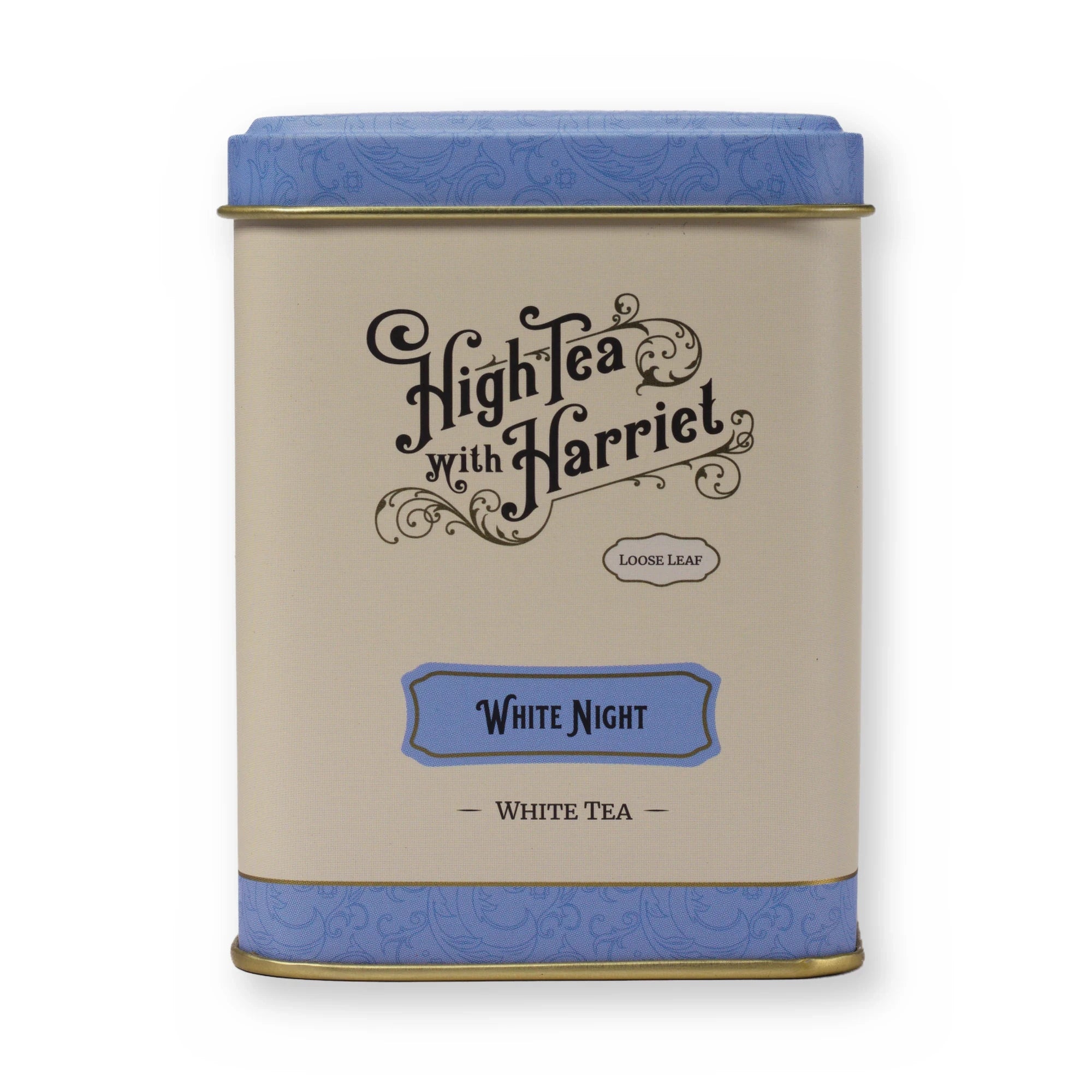 White Night mirabelle fruit white tea, small tin, front