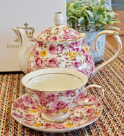 Candy Rose Bloom 2 Teacup & Saucer Set