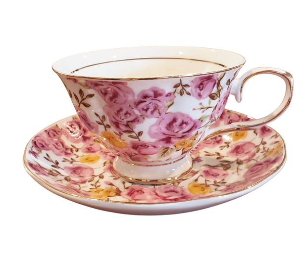 Candy Rose Bloom Teacup & Saucer Set